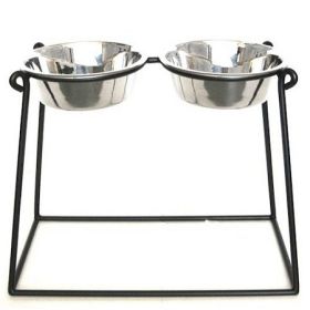 Pyramid Elevated Double Dog Feeder (Option: Xx Large/Black)