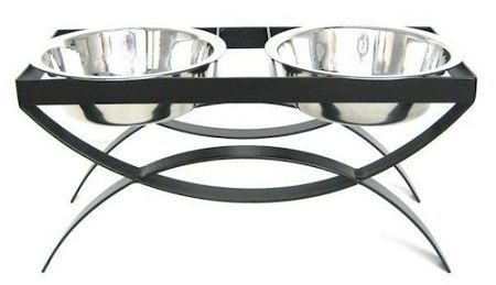 Seesaw Double Elevated Dog Bowl (Option: Small/Black)